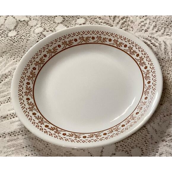 Corelle White & Ginger Brown Summer Impressions Set of 4 Bread Plates 6.75” - Picture 7 of 8